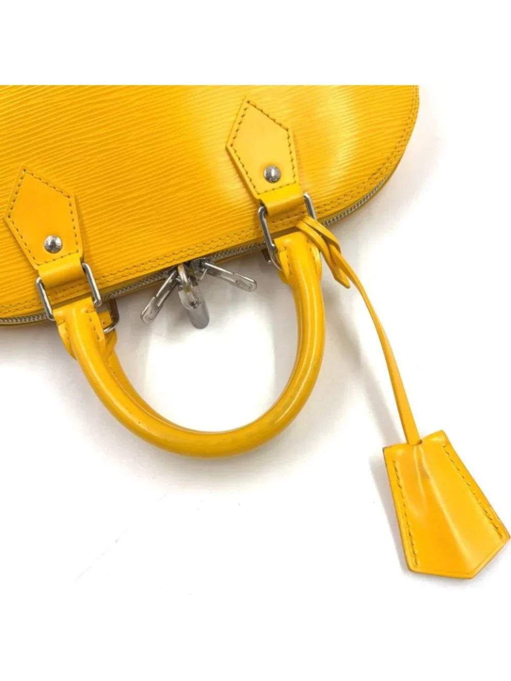 Louis Vuitton Alma PM Epi Citron Leather Yellow Handbag Silver